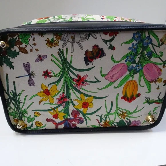Auth GUCCI Flora Floral Flowers Canvas Leather Speedy Boston Duffel Handbag Bag - Picture 8 of 16
